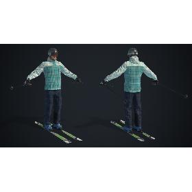 Real-Time Rigged Skier Man PBR 3D model